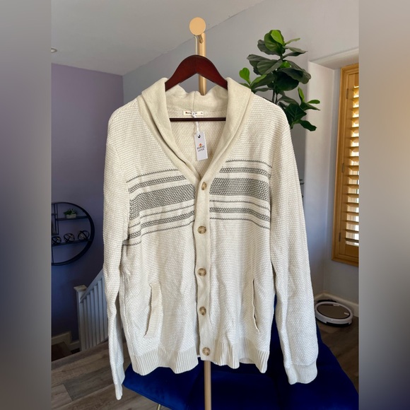 NWT Marine Layer Nate Chest Stripe Cardigan Sweater Men’s Size XL - Picture 2 of 7